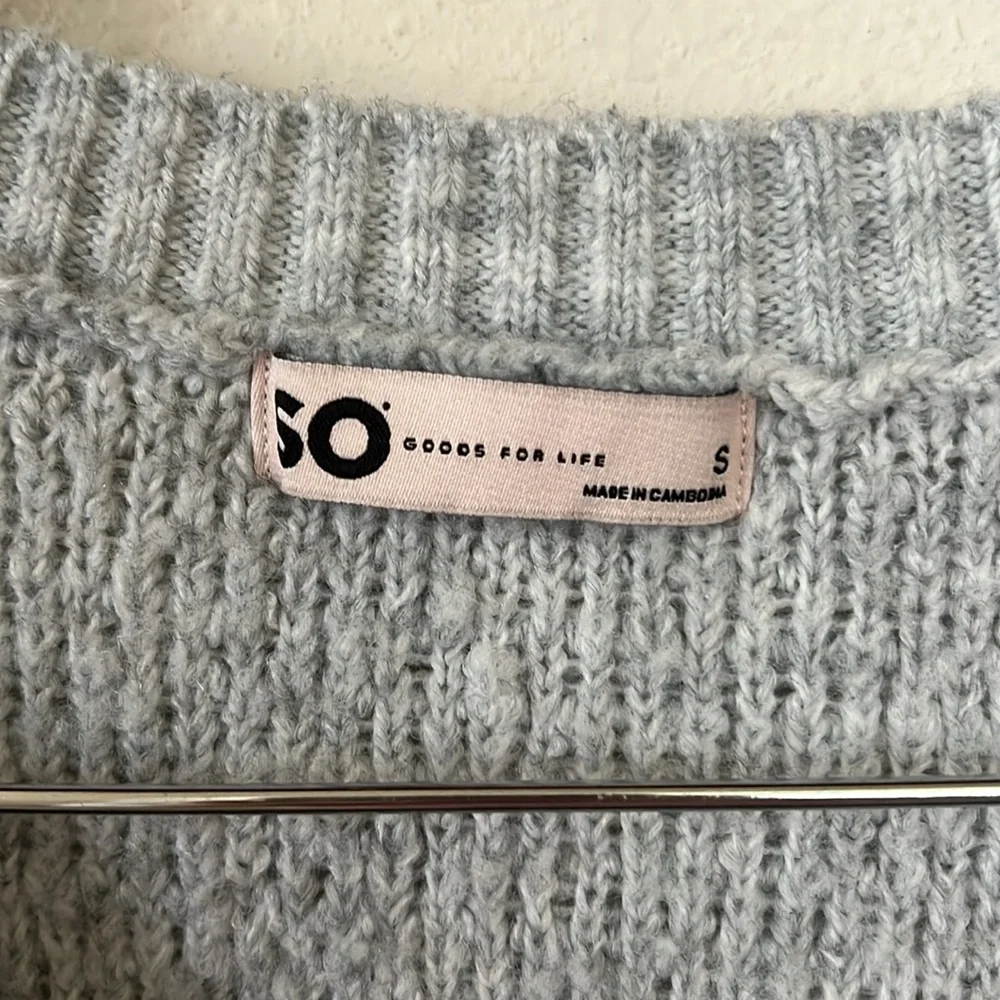 SO Chunky Knit Gray Sweater Women's Long-Sleeve Size Small Winter Casual Wool - Picture 5 of 10